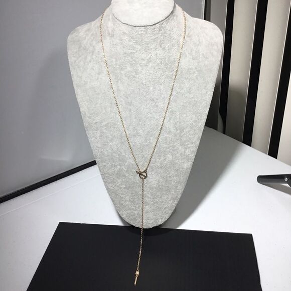 Circle And Bar Closure Lariat Necklace (G2) - Picture 1 of 6